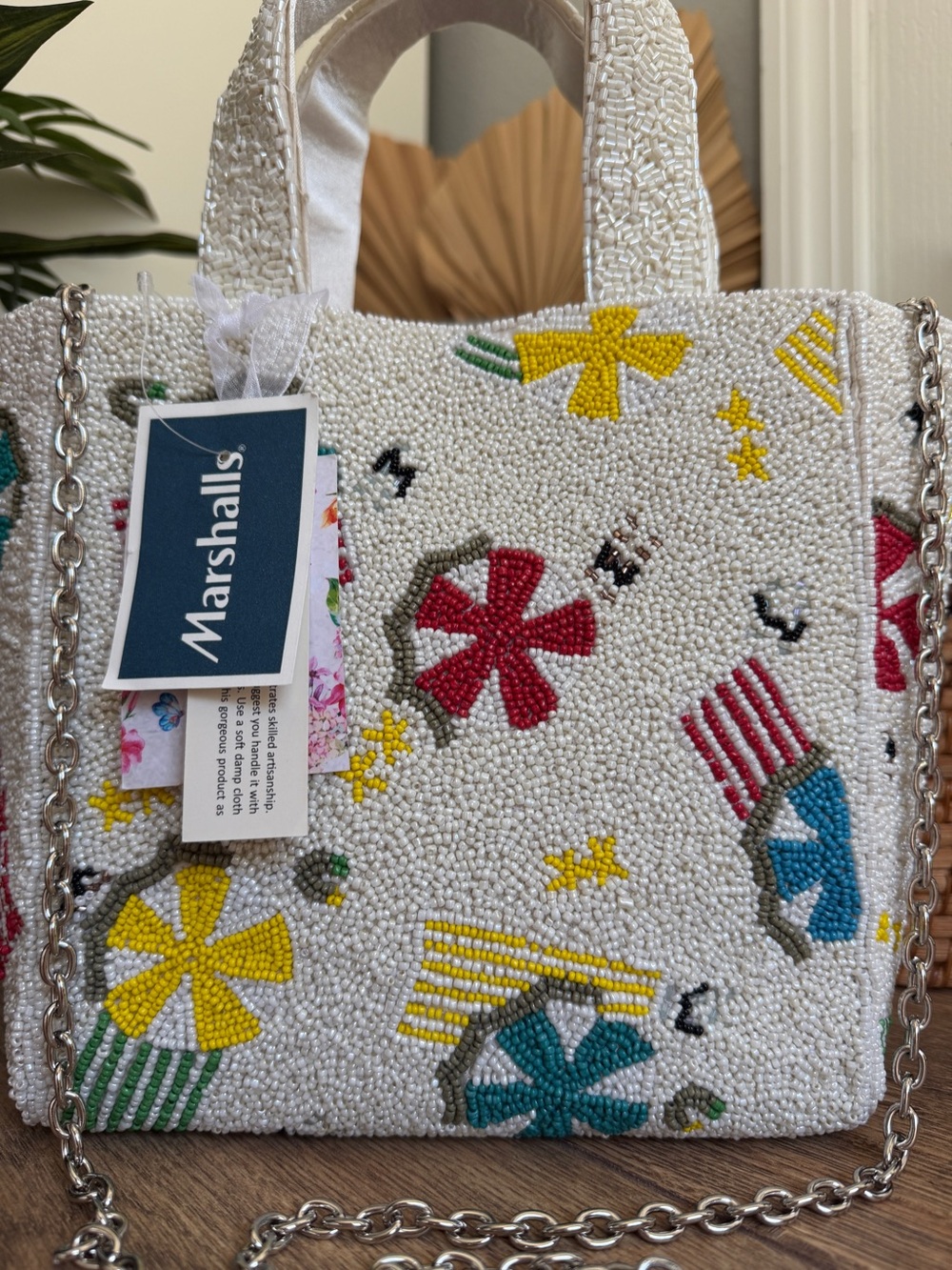 India Hand-Beaded Crossbody Beach Seaside Tote Bag – NWT - Mother’s Day Gift - Picture 2 of 9